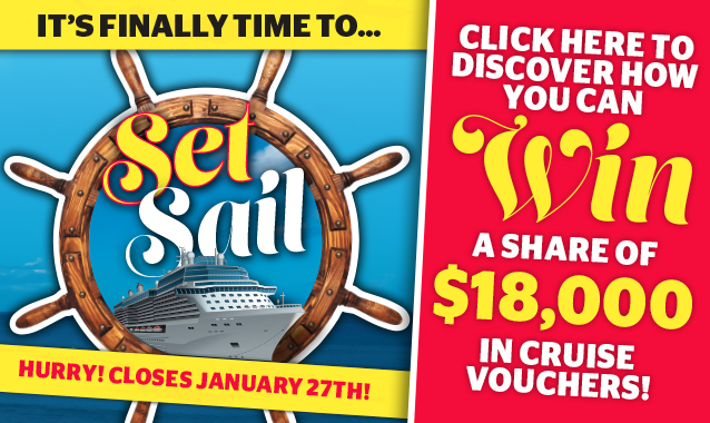 Win a share of $18K in cruises!